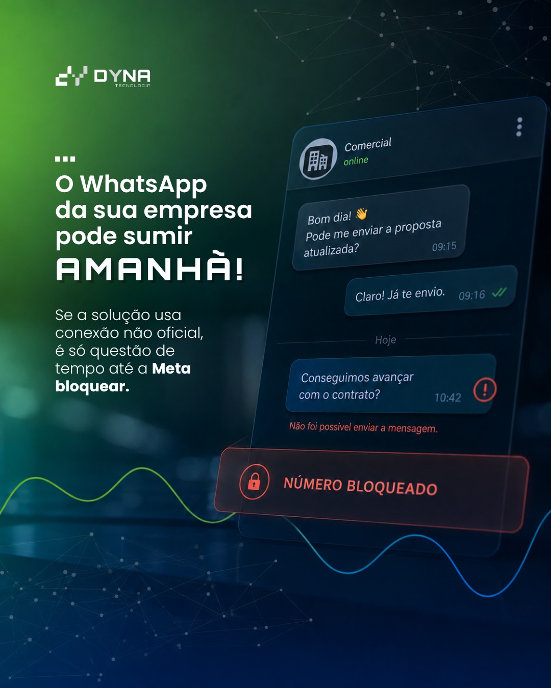Campanha DYNA sobre segurança no WhatsApp empresarial